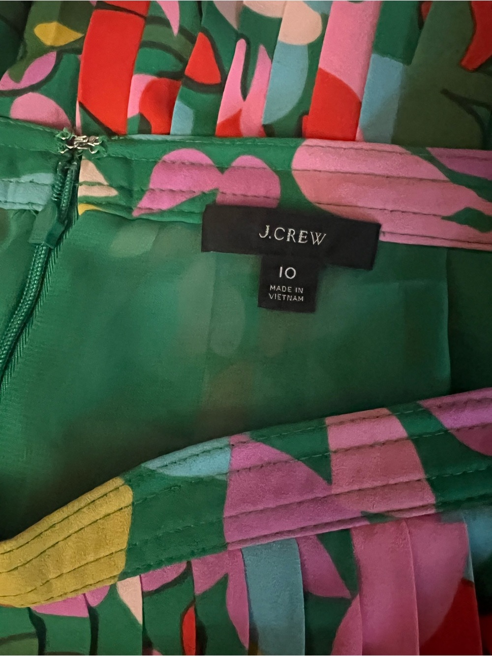 J Crew Pleated Confetti Floral Midi Skirt - Green Multi